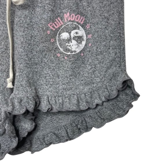 SPIRIT JERSEY | NWT Soft Gray Celestial Full Moon Ruffle Lounge Shorts | Size S - Picture 3 of 10